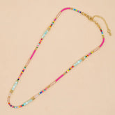 Cabana Rainbow Bohemian Mixed Bead Crystal Choker Necklace